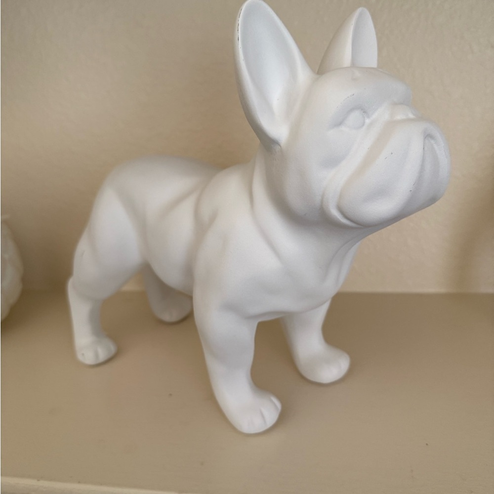 White Matte Ceramic French Bulldog Figurine - Picture 2 of 6